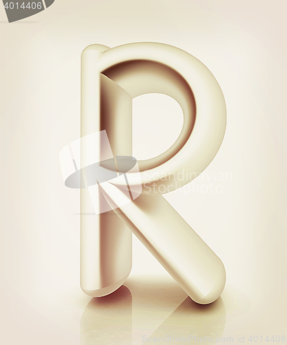 Image of 3D metall letter \"R\". 3D illustration. Vintage style.
