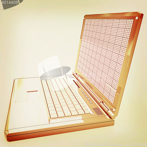 Image of Laptop. 3D illustration. Vintage style.