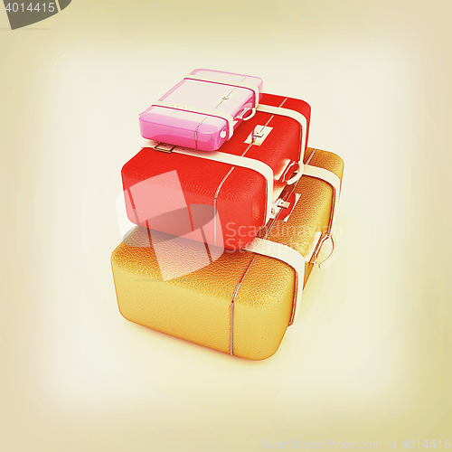 Image of Traveler\'s suitcases. 3D illustration. Vintage style.