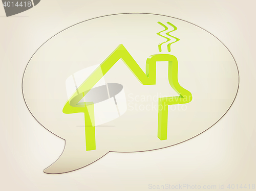Image of messenger window icon and Save energy house concept . 3D illustr