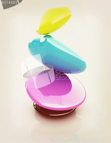 Image of Colorfull spa stones. 3d icon. 3D illustration. Vintage style.
