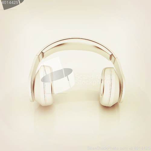 Image of Headphones Icon . 3D illustration. Vintage style.