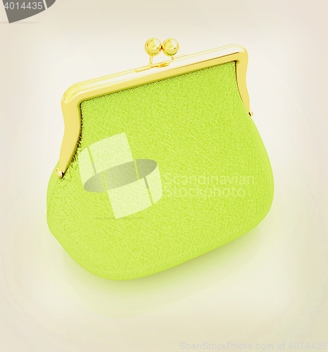 Image of Leather purse. 3D illustration. Vintage style.