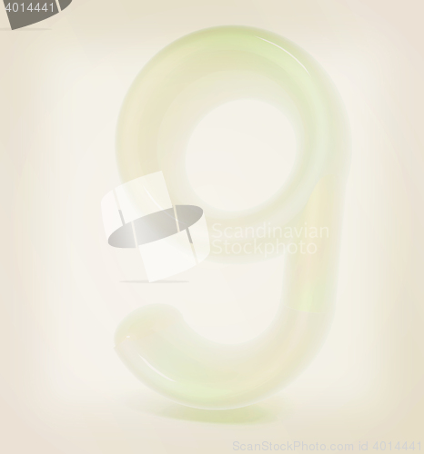 Image of Glossy 3d number \"nine\". 3D illustration. Vintage style.