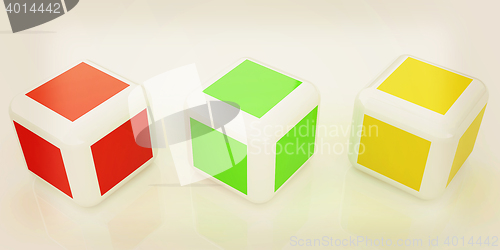 Image of Abstract colorfull blocks 3d. 3D illustration. Vintage style.