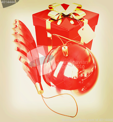 Image of Bright christmas gifts. 3D illustration. Vintage style.
