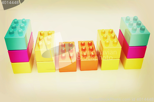 Image of Building blocks efficiency concept on white . 3D illustration. V