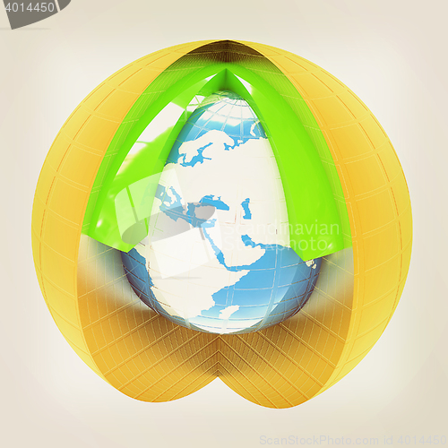 Image of Abstract globe symbol. 3D illustration. Vintage style.