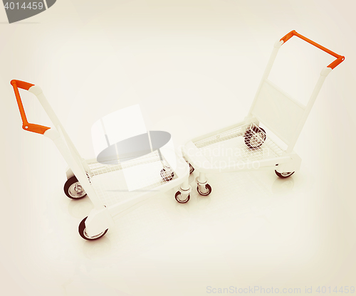 Image of Trolleys for luggages at the airport. 3D illustration. Vintage s