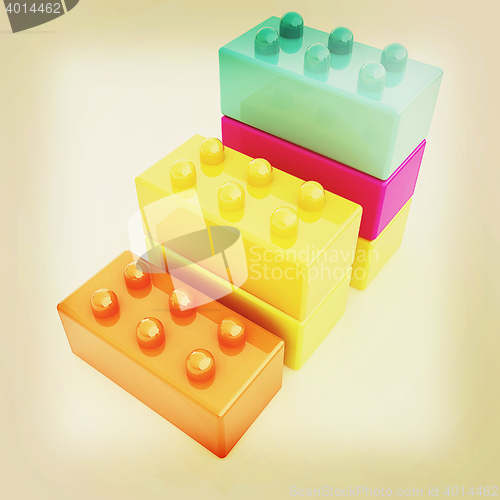 Image of Building blocks efficiency concept on white . 3D illustration. V