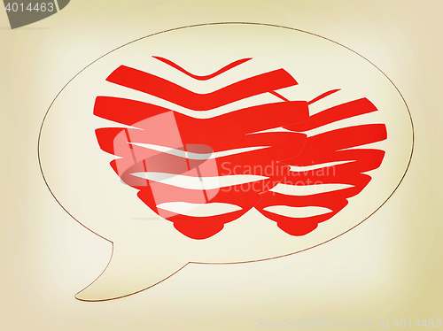 Image of messenger window icon. Heart of the bands . 3D illustration. Vin