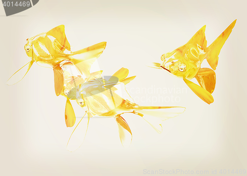 Image of Gold fishes. 3D illustration. Vintage style.