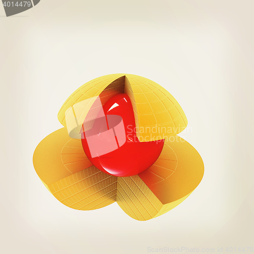 Image of Abstract globe symbol. 3D illustration. Vintage style.