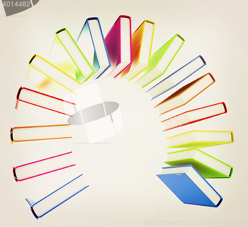 Image of Colorful books like the rainbow . 3D illustration. Vintage style