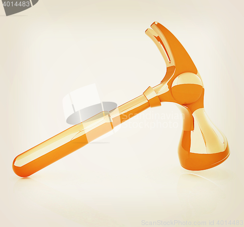 Image of Hammer on white background . 3D illustration. Vintage style.