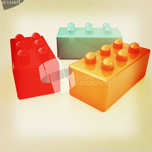 Image of Building blocks on white . 3D illustration. Vintage style.