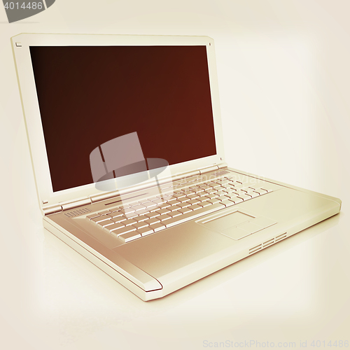 Image of Laptop Computer PC. 3D illustration. Vintage style.