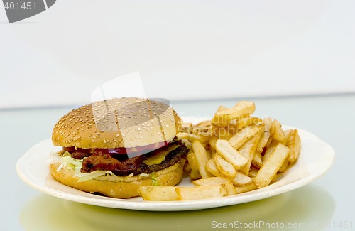 Image of cheeseburger and fries