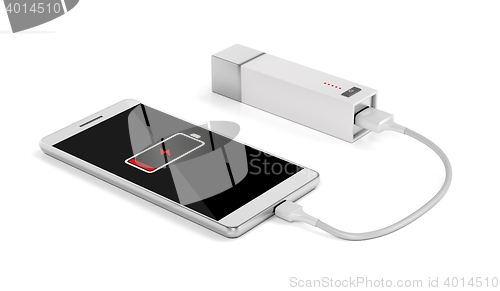 Image of Smartphone charging with external battery