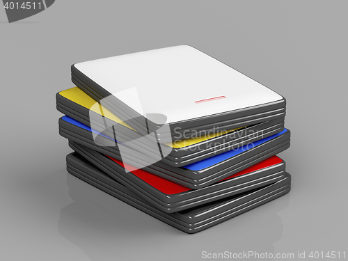 Image of Stack with portable hard drives
