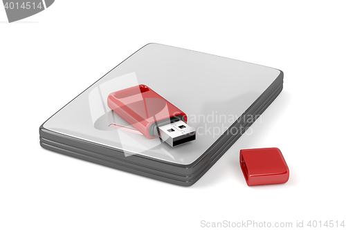 Image of Usb stick and external hard drive