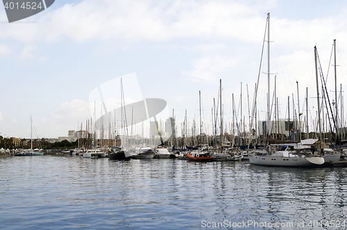 Image of Yachts parked at Port Vell in Barcelona