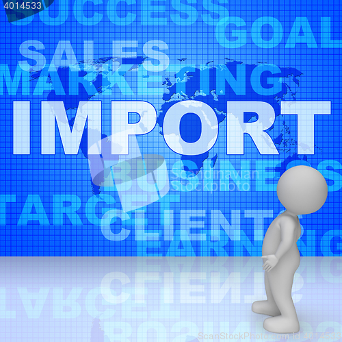 Image of Import Word Represents Imported Cargo 3d Rendering