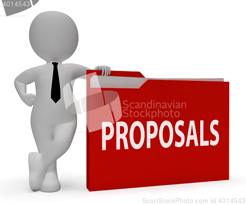 Image of Proposals Folder Holding Plans And Contracts 3d Rendering