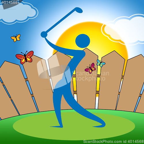 Image of Golf Swing Indicates Fairway Golfer And Playing
