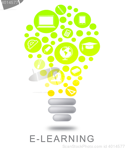 Image of Elearning Lightbulb Means Online Education And Studying
