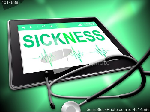 Image of Sickness Tablet Means Online Medical Treatment 3d Illustration