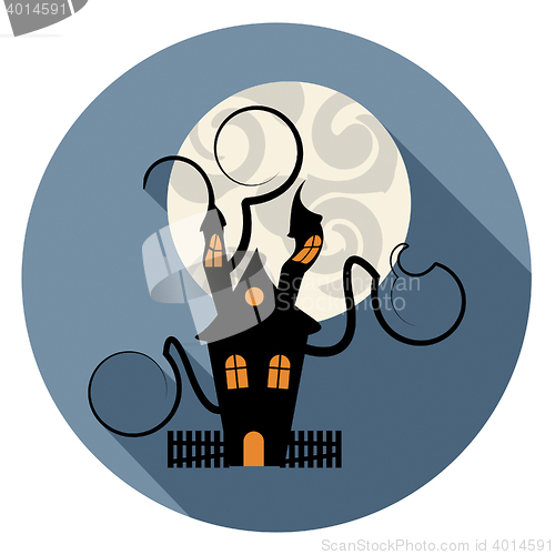 Image of Haunted House Icon Indicates Trick Or Treat Spooky Home