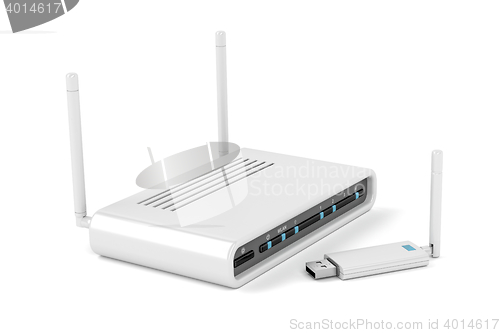 Image of Usb wireless adapter and router