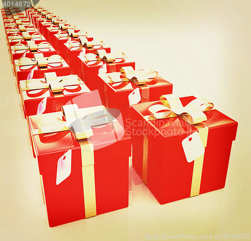 Image of Bright christmas gifts. 3D illustration. Vintage style.