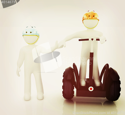 Image of 3d people in riding on a personal and ecological transport in he