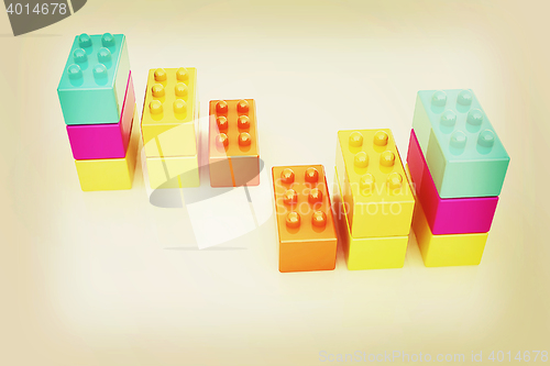 Image of Building blocks efficiency concept on white . 3D illustration. V