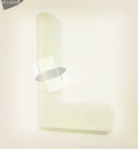 Image of Glossy alphabet. The letter \"L\". 3D illustration. Vintage style.