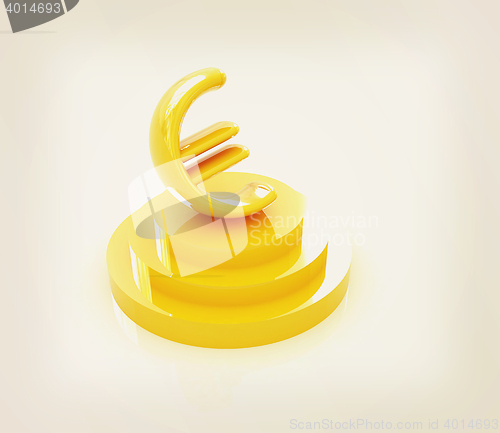 Image of icon euro sign on podium. 3D illustration. Vintage style.