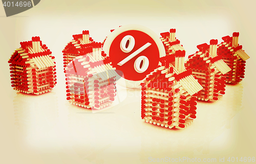 Image of Log houses from matches pattern with the best percent. 3D illust