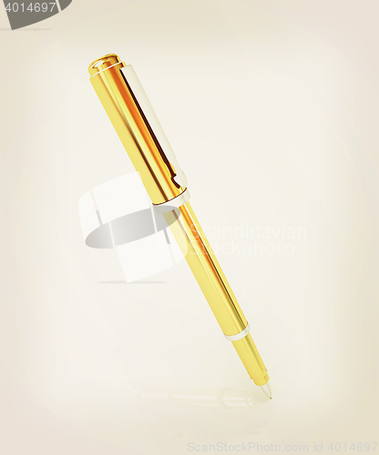 Image of Gold corporate pen design . 3D illustration. Vintage style.