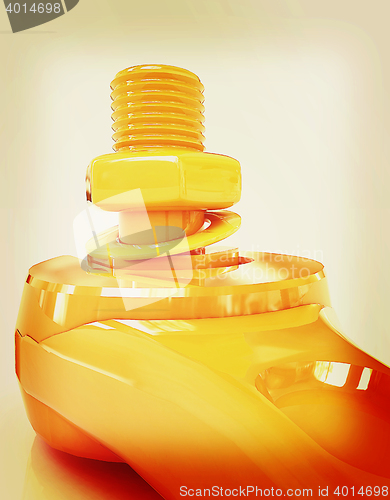 Image of Colorful wrench to tighten the screws. 3D illustration. Vintage 