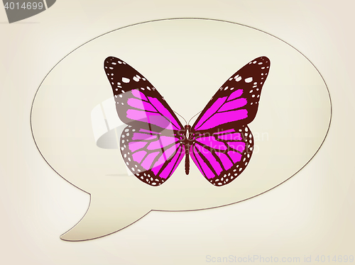 Image of messenger window icon and red butterfly . 3D illustration. Vinta
