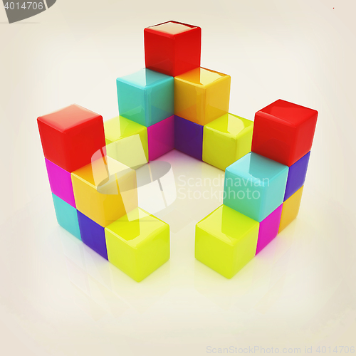 Image of colorful block diagram. 3D illustration. Vintage style.