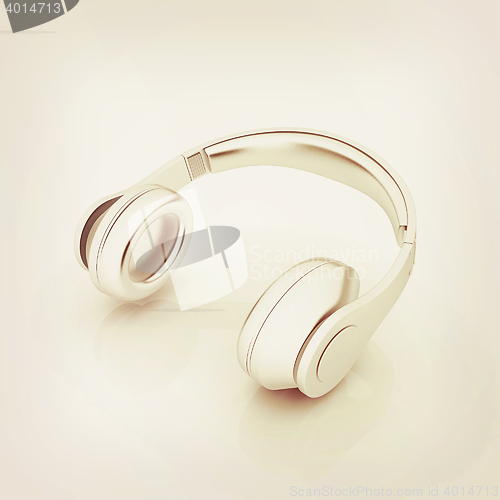 Image of Headphones Icon . 3D illustration. Vintage style.