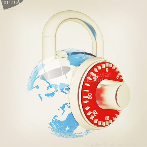 Image of Illustration of security concept with metal locked combination p
