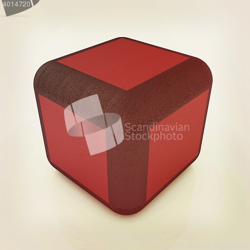 Image of leather foot stool ottoman . 3D illustration. Vintage style.