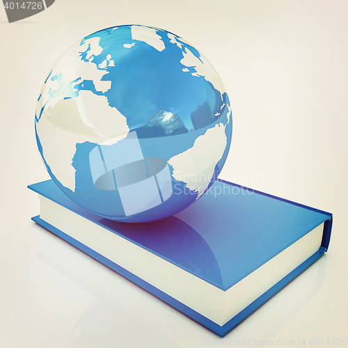 Image of book and earth. 3D illustration. Vintage style.