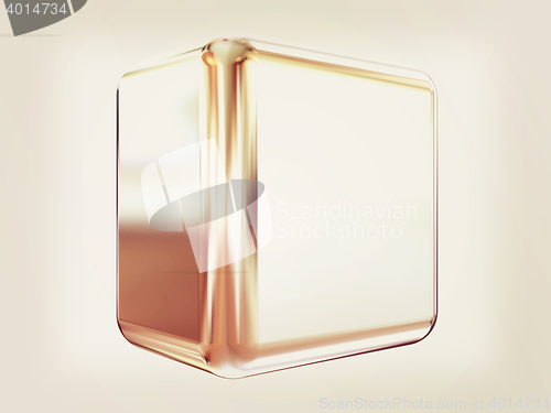 Image of Chrome shine cube. 3D illustration. Vintage style.