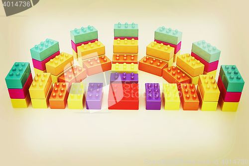 Image of Building blocks efficiency concept on white . 3D illustration. V