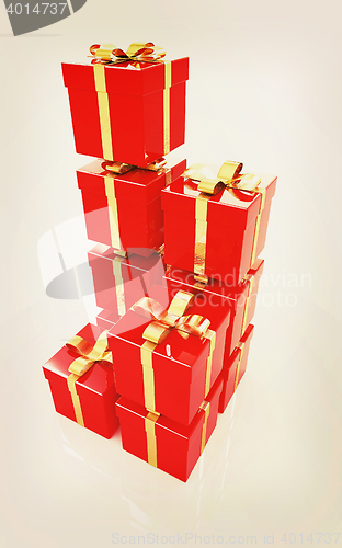 Image of Bright christmas gifts. 3D illustration. Vintage style.
